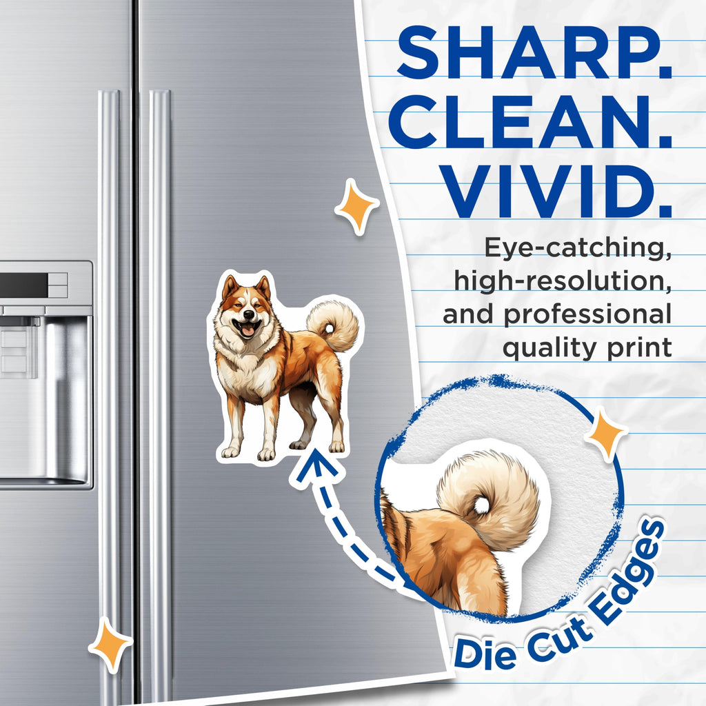 (2 Pack) Akita Dog Magnets - Happy Akita Breed Refrigerator Decal - Dog Lover Car Magnet Accessory for Pet Owners - 5 Inches On Longest Side - Thick Durable Magnet - Made in USA - MAG25911