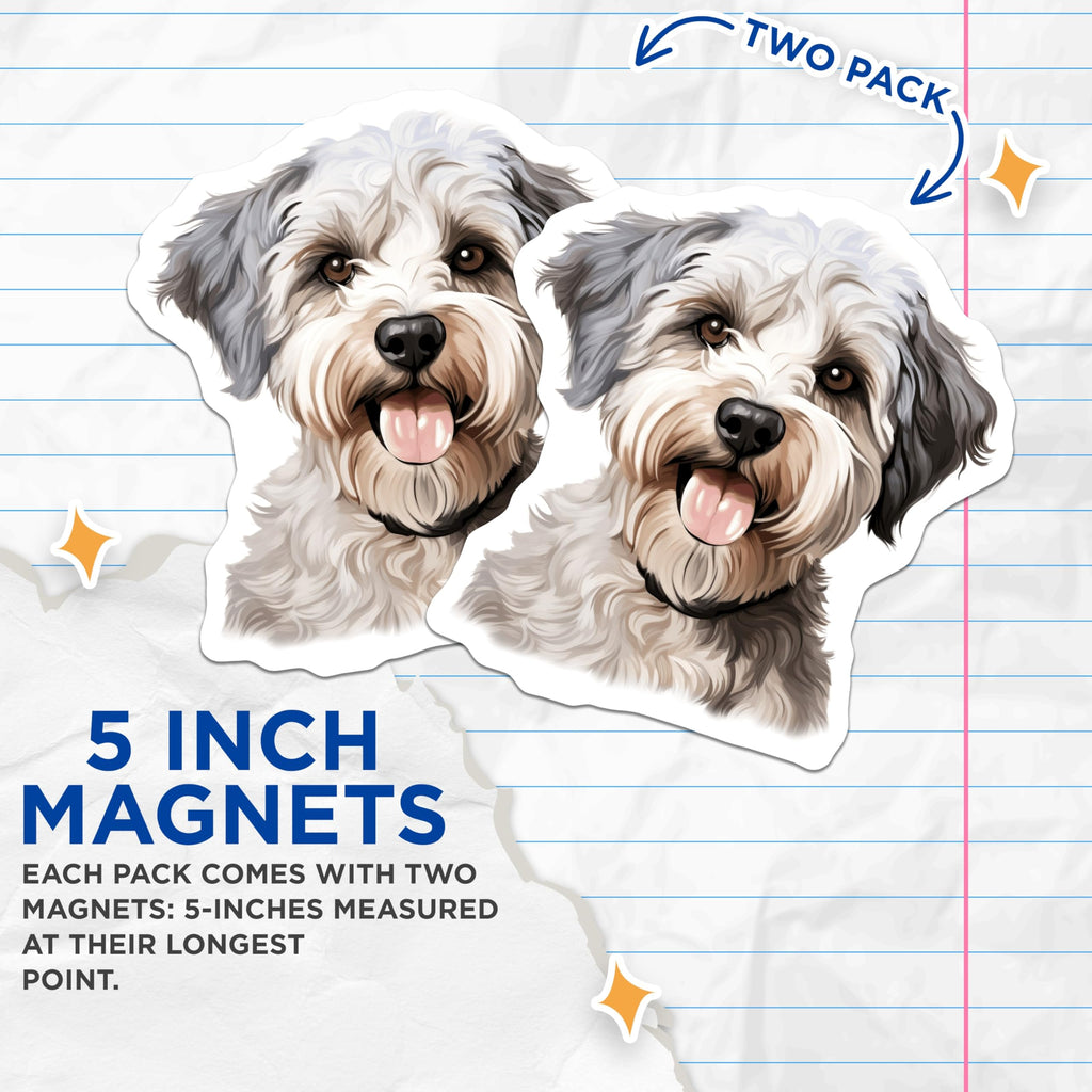 (2 Pack) Fluffy Dog Magnets - Adorable Pet Lover Accessory - Schnauzer Mix Fridge Decor - 5 Inches On Longest Side - Thick Durable Magnet - Made in USA - MAG30665