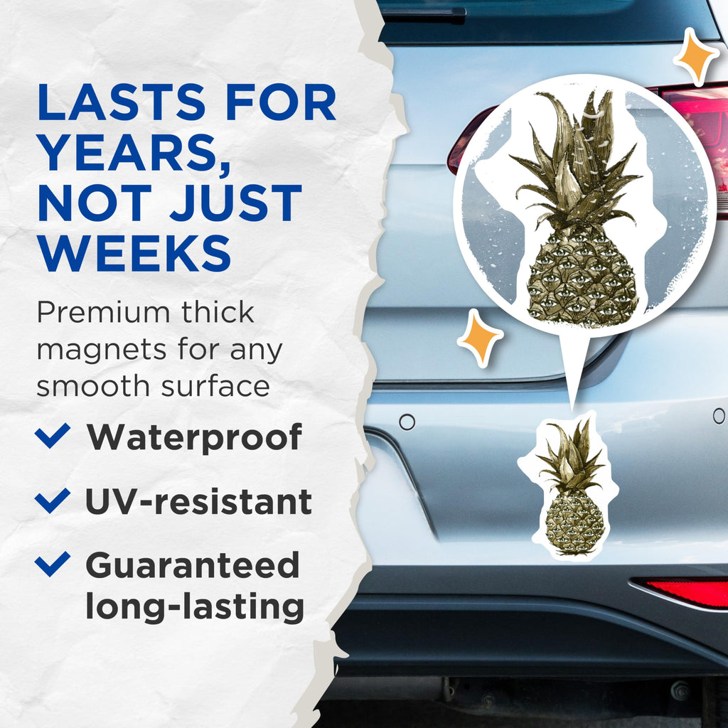 (2 Pack) Pineapple Eye Magnets - Weird Fruit Design - Kitchen Fridge Magnets - 5" On Longest Side - Premium Magnet - for Cars, Refrigerators, Toolboxes, Lockers - Made in USA - MAG16999