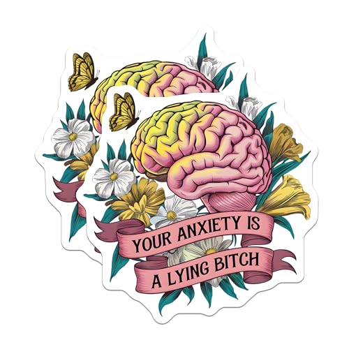 (2 Pack) Your Anxiety is a Lying Bitch Magnets - Motivational Mental Health Awareness - Colorful Flower Design - 5" On Longest Side - for Cars, Fridges, Toolboxes - Made in USA - MAG3699