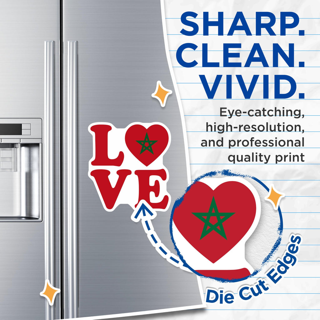 (2 Pack) Morocco Love Magnets - Moroccan Pride - Flag Heart Magnets - 5" On Longest Side - Premium Magnet - for Cars, Refrigerators, Toolboxes, Lockers - Made in USA - MAG18636