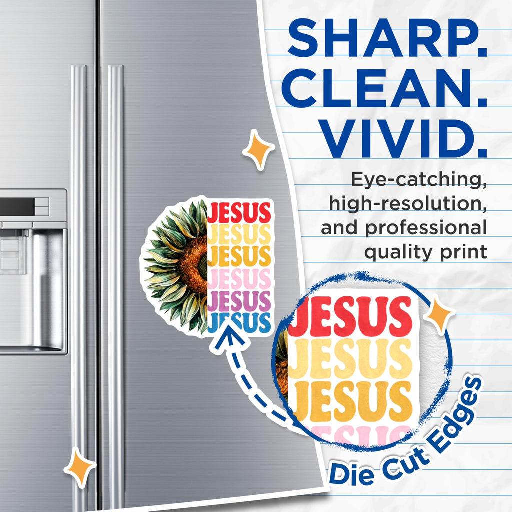 (2 Pack) Jesus Sunflower Magnets - Christian Floral Magnets - Religious Home Decors - 5" On Longest Side - Premium Magnet - for Cars, Refrigerators, Toolboxes, Lockers - Made in USA - MAG15933