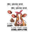 (2 Pack) Live Laugh Love Stickers - Funny Cow Stickers - Inspirational Animal Stickers - 5" On Longest Side - Sticks to Smooth Flat Surfaces - Made in USA - BMCS9807