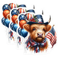 (3 Pack) Patriotic Cow Decals - Highland Cattle - Fourth of July Decoration- 3 Inches On Longest Side - Easy Peel & Apply - Made in USA - 3MCS5139