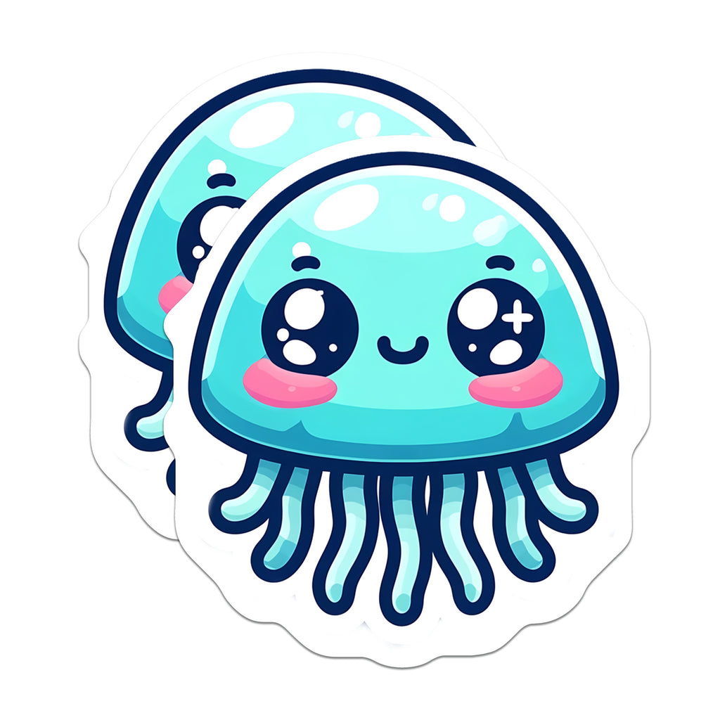 (2 Pack) Kawaii Jellyfish Magnets - Cute Ocean Creature Fridge Locker Decor - Aesthetic Sea Animal Art - 5 Inches On Longest Side - Thick Durable Magnet - Made in USA - MAG37908