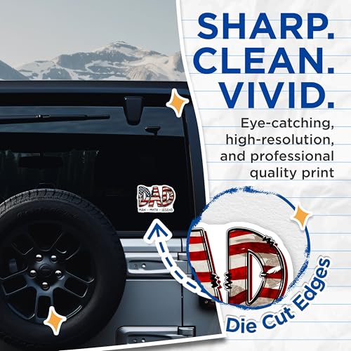 (2 Pack) Dad Fixer of All Things Stickers - American Flag Design - Patriotic Decal - Man Myth Legend - 5" On Longest Side - Sticks to Smooth Flat Surfaces - Made in USA - BMCS7496