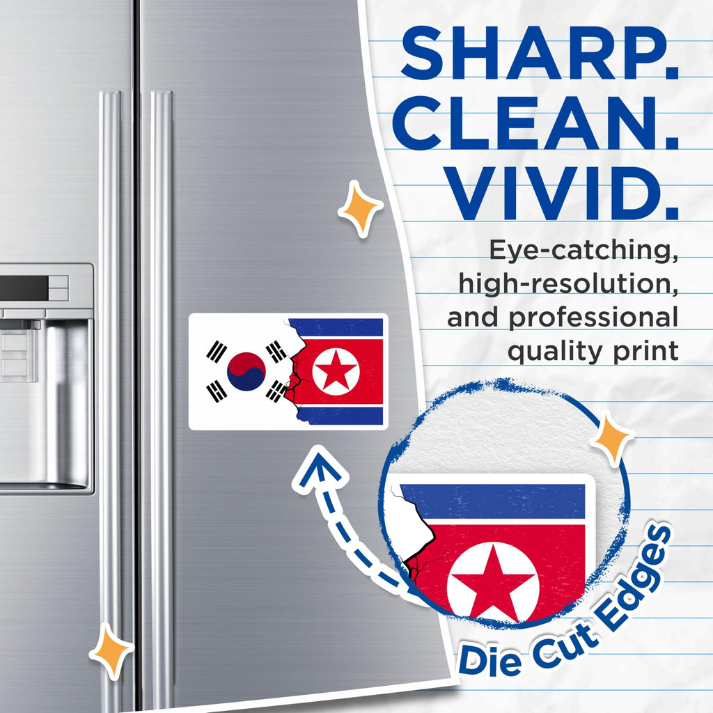 (2 Pack) Korean Flags Magnets - North South Korea Split Unity Symbol - Geopolitical Statement Decor - Fridge Locker Display - 5 Inches On Longest Side - Thick Durable Magnet - Made in USA - MAG19176