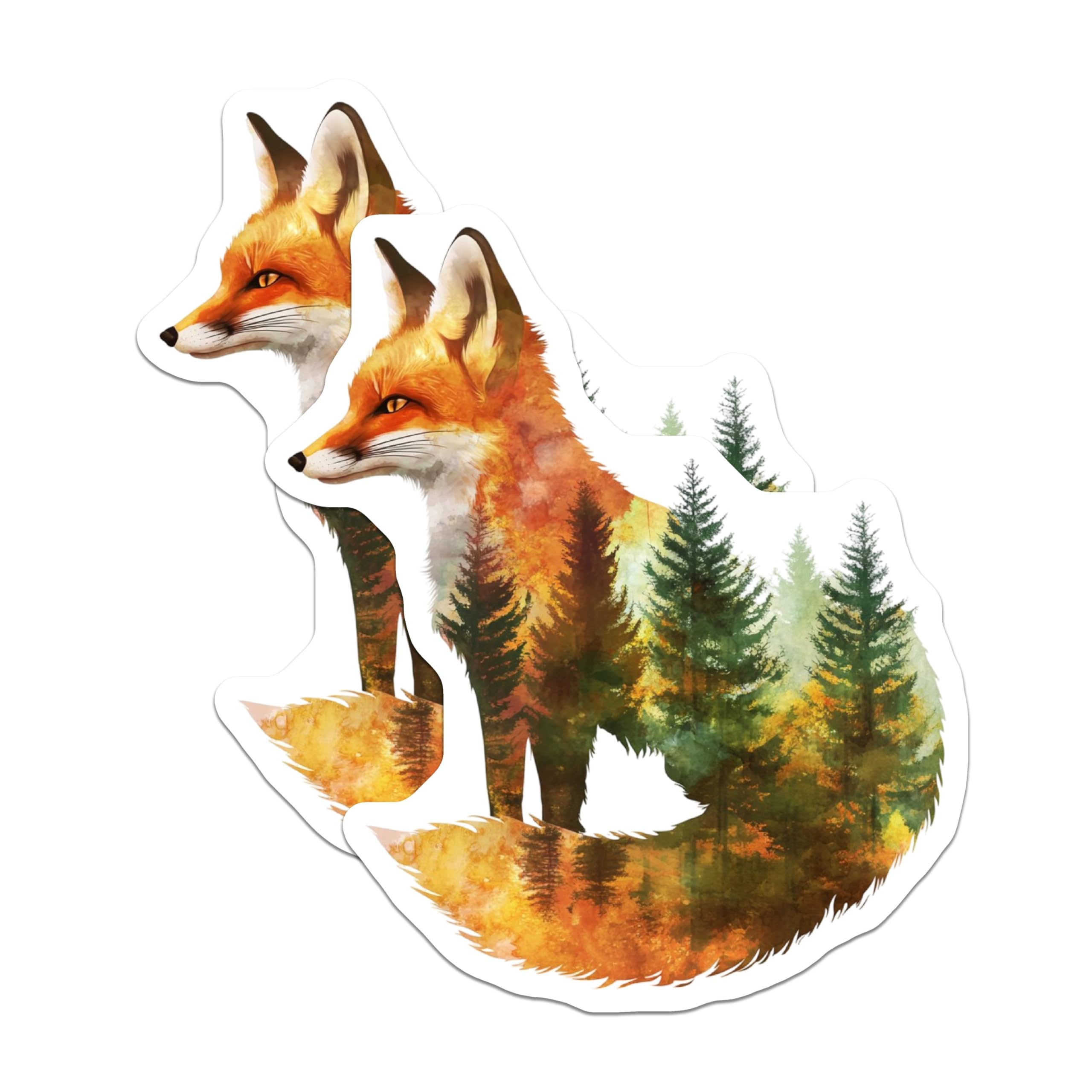 (2 Pack) Fox Magnets - Forest Animal Home Decor - Nature Illustration - 5" On Longest Side - Premium Magnet - for Cars, Refrigerators, Toolboxes, Lockers - Made in USA - MAG16002