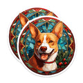 (2 Pack) Christmas Corgi Magnets - Stained Glass Holiday Dog Art - Festive Refrigerator Decor - Pet Lover Collectible - 5 Inches On Longest Side - Thick Durable Magnet - Made in USA - MAG24295