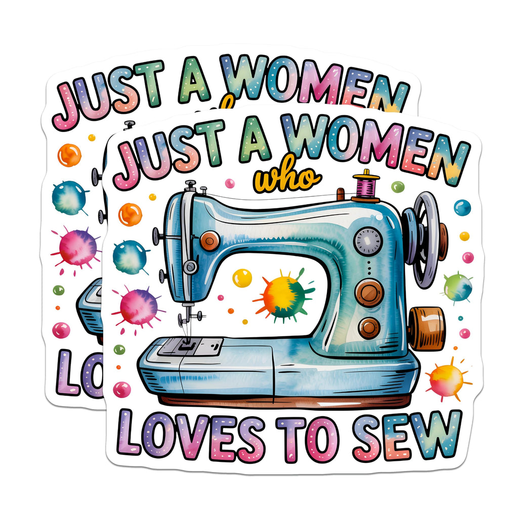 (2 Pack) Sewing Machine Magnets - Woman Who Loves to Sew - Crafter Refrigerator Decor - 5 Inches On Longest Side - Thick Durable Magnet - Made in USA - MAG29823