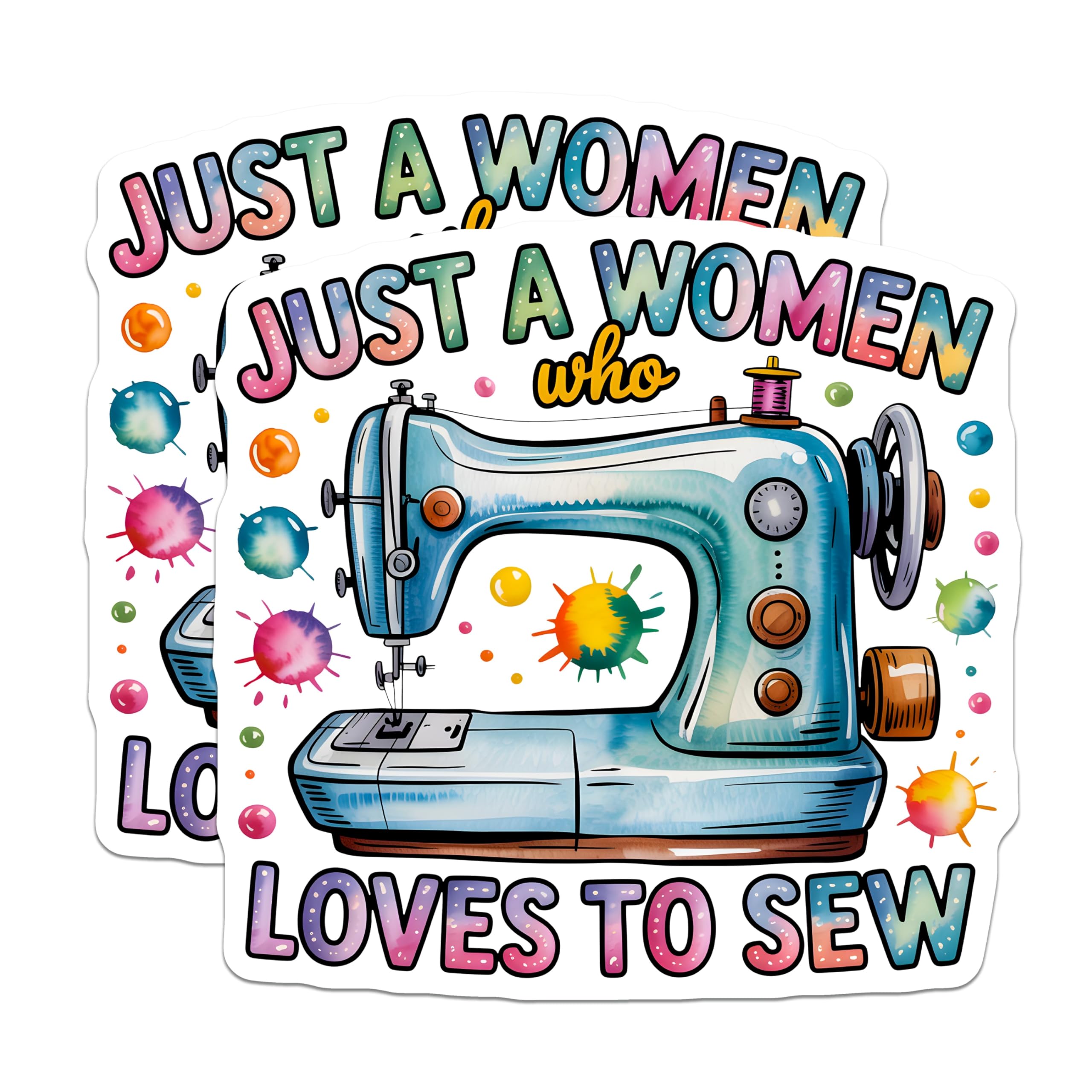 (2 Pack) Sewing Machine Magnets - Woman Who Loves to Sew - Crafter Refrigerator Decor - 5 Inches On Longest Side - Thick Durable Magnet - Made in USA - MAG29823