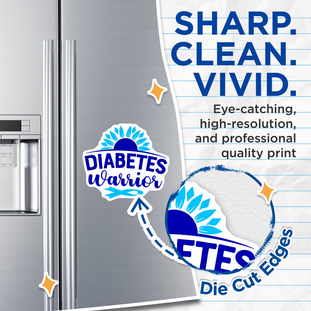 (2 Pack) Diabetes Warrior Magnets - Blue Awareness Ribbon - Inspirational Support Decor - 5 Inches On Longest Side - Thick Durable Magnet - Made in USA - MAG37487