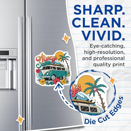 (2 Pack) Surfing Van Magnet - Tropical Beach Decor - 5" On Longest Side - Sticks to Smooth Flat Surfaces - Made in USA - MAG9424