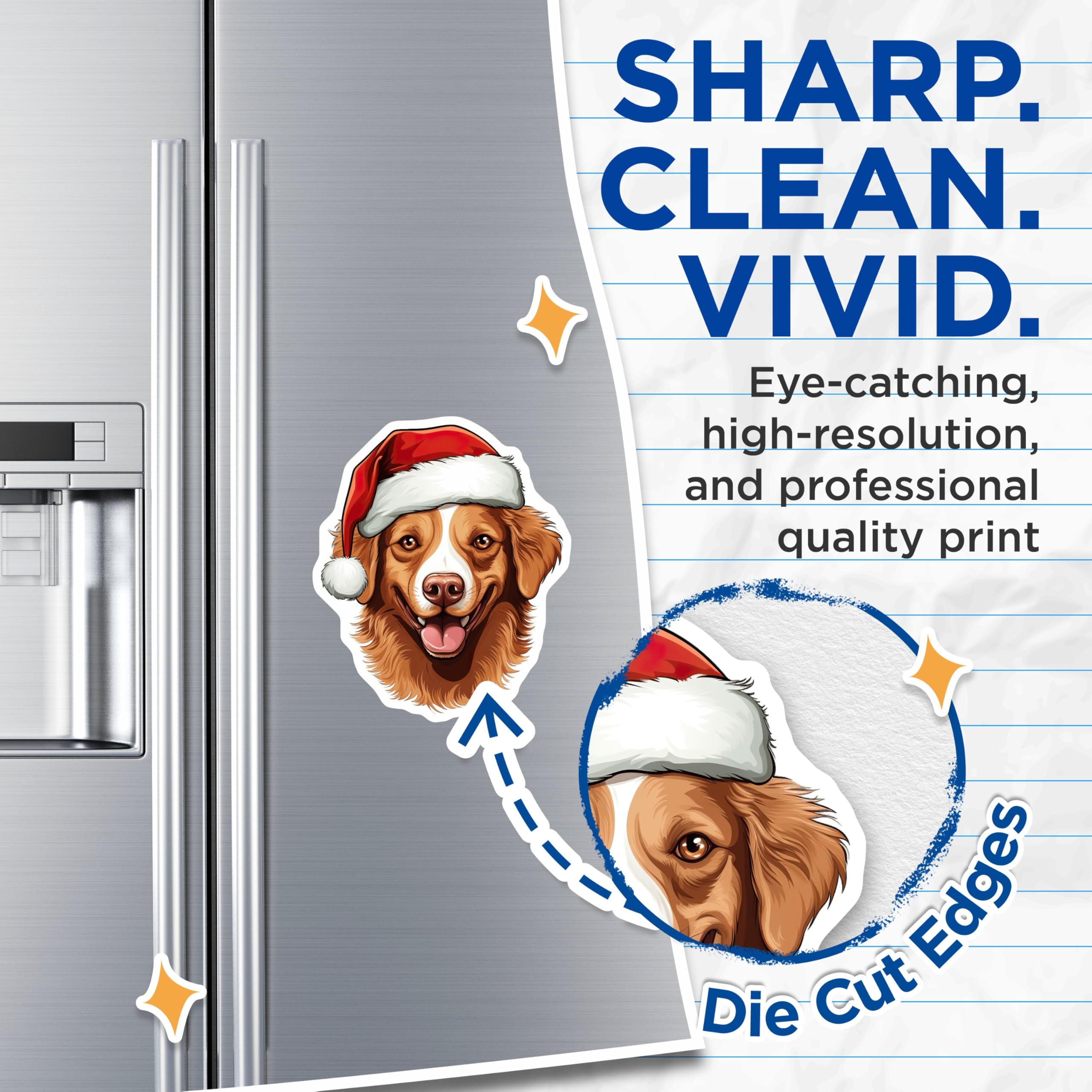 (2 Pack) Santa Dog Magnets - Christmas Pet Lover Decor - Holiday Refrigerator Art - 5 Inches On Longest Side - Thick Durable Magnet - Made in USA - MAG27496