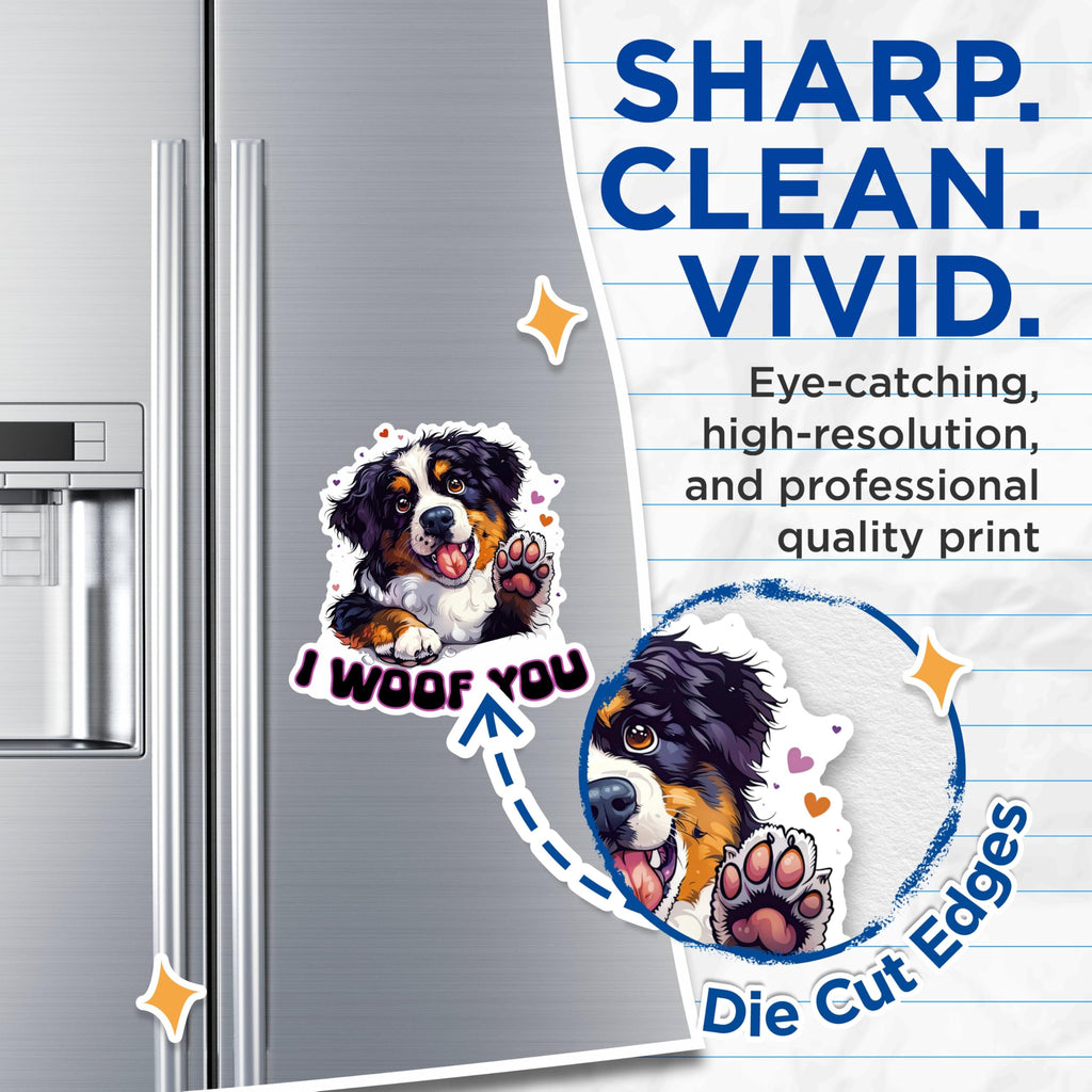 (2 Packs) I Woof You Bernese Mountain Dog Magnets - Bernese Mountain Dog Breed Magnets - 5 Inches On Longest Side - Premium Magnet - for Fridges, Toolboxes, Cars - Made in USA - MAG2526