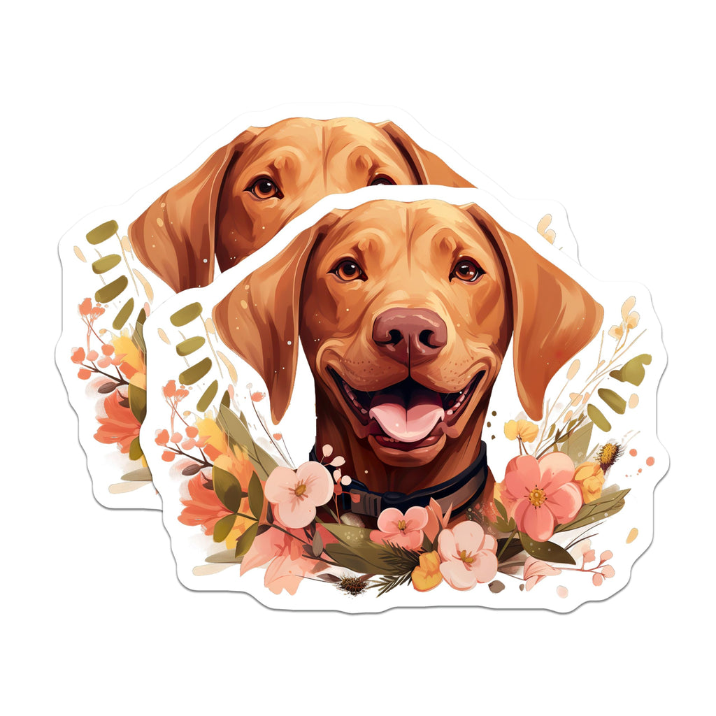 (2 Pack) Vizsla Dog Magnets - Floral Pet Art - Dog Lover Fridge Decor - 5 Inches On Longest Side - Thick Durable Magnet - Made in USA - MAG26102