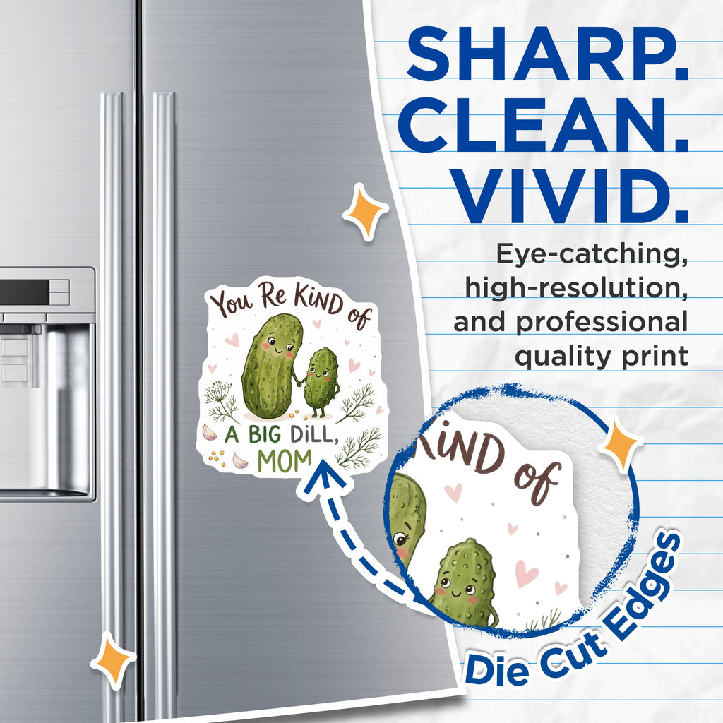 (2 Pack) Big Dill Mom Magnets - Funny Pickle Refrigerator Magnet - Mother's Day Kitchen Decor Pun - 5 Inches On Longest Side - Thick Durable Magnet - Made in USA - MAG38751