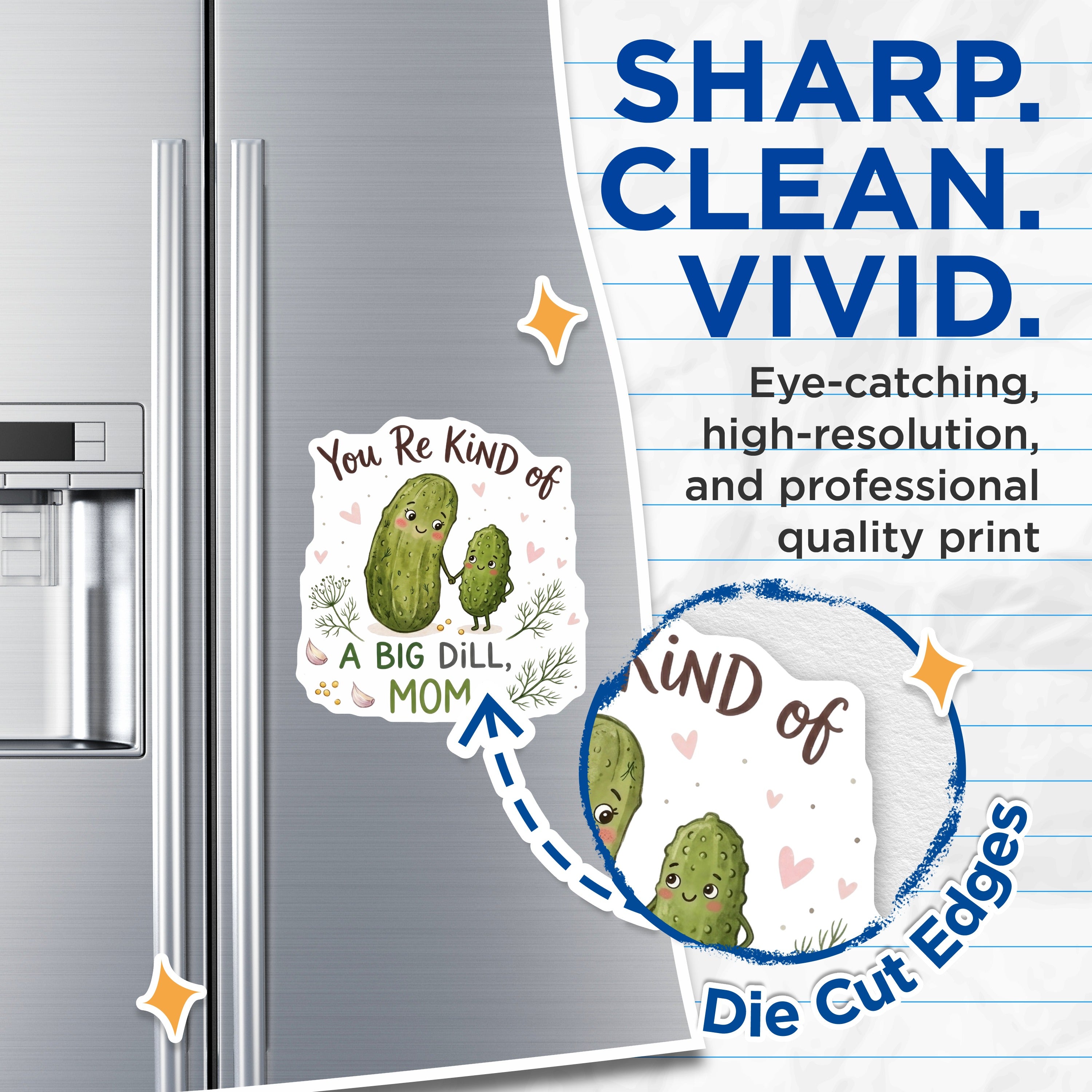 (2 Pack) Big Dill Mom Magnets - Funny Pickle Refrigerator Magnet - Mother's Day Kitchen Decor Pun - 5 Inches On Longest Side - Thick Durable Magnet - Made in USA - MAG38751
