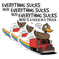 (3 Pack) Duck in Truck Decals - Everything Sucks - Funny Laptop Decals - 3 Inches On Longest Side - Easy Peel & Apply - Made in USA - 3MCS2079