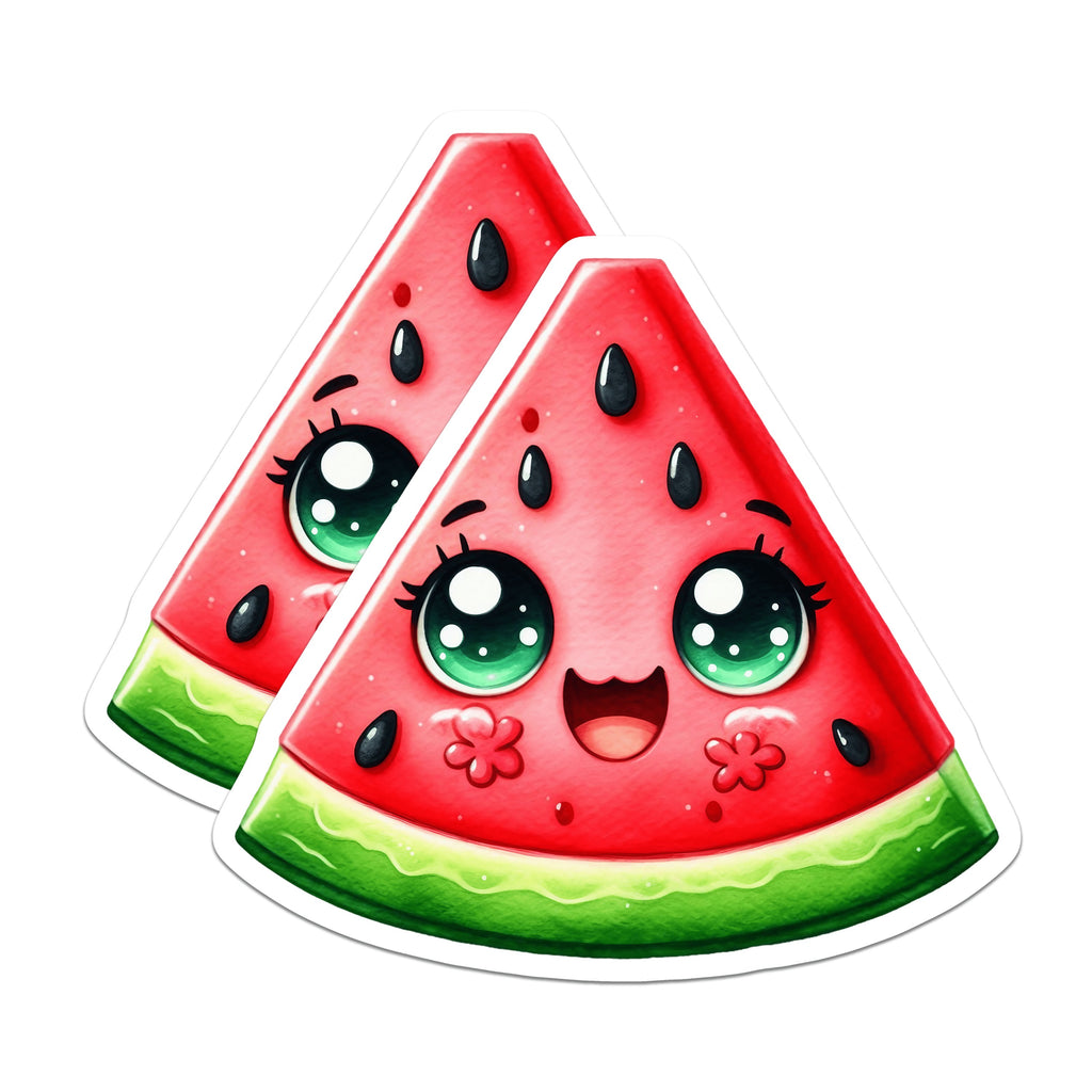 (2 Pack) Kawaii Watermelon Slice Magnets - Cute Fruit Fridge Decor - Summer Locker Fun - 5 Inches On Longest Side - Thick Durable Magnet - Made in USA - MAG36598