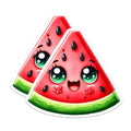 (2 Pack) Kawaii Watermelon Slice Magnets - Cute Fruit Fridge Decor - Summer Locker Fun - 5 Inches On Longest Side - Thick Durable Magnet - Made in USA - MAG36598