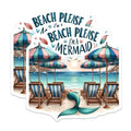 (2 Pack) Beach Please I'm A Mermaid Stickers - Cute Beach Lover Sticker - Fun Summer Sticker Set - 5" On Longest Side - Sticks to Smooth Flat Surfaces - Made in USA - BMCS9281