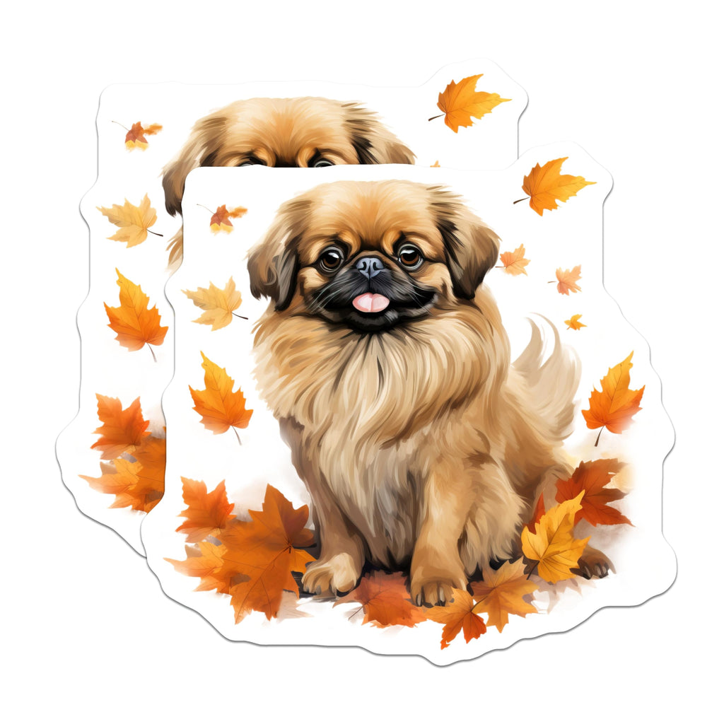 (2 Pack) Pekingese Magnets - Autumn Dog Decor - Fall Pet Lover - 5 Inches On Longest Side - Thick Durable Magnet - Made in USA - MAG30943