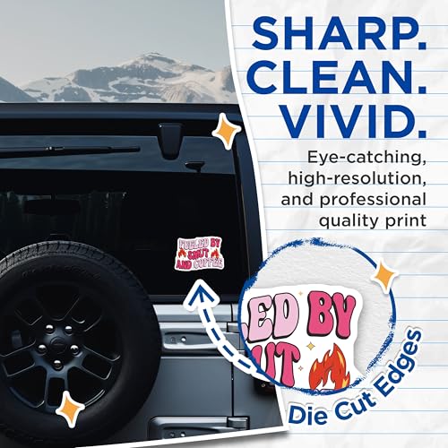 (2 Pack) Fueled by Smut and Coffee Stickers - Quirky Funny Stickers - Unique Quote Vinyl Decal - 5" On Longest Side - Sticks to Smooth Flat Surfaces - Made in USA - BMCS3923