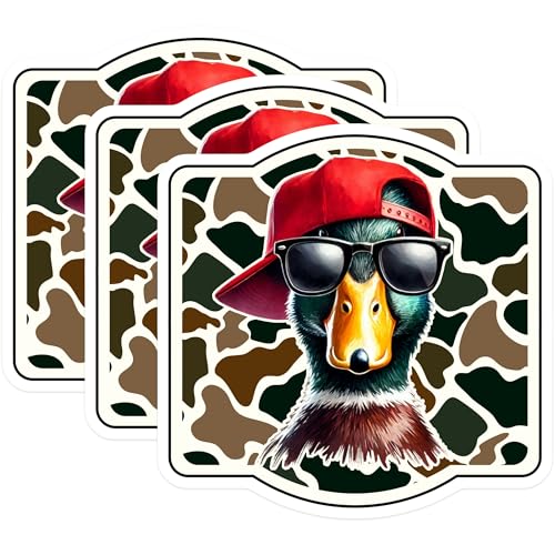 (3 Pack) Cool Duck Decals - Duck with Sunglasses - Mallard Duck Stickers - 3 Inches On Longest Side - Easy Peel & Apply - Made in USA - 3MCS4811