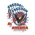 (2 Pack) Freedom America The Beautiful Stickers - Patriotic Eagle Decal - USA Flag Art - 5" On Longest Side - Sticks to Smooth Flat Surfaces - Made in USA - BMCS7404
