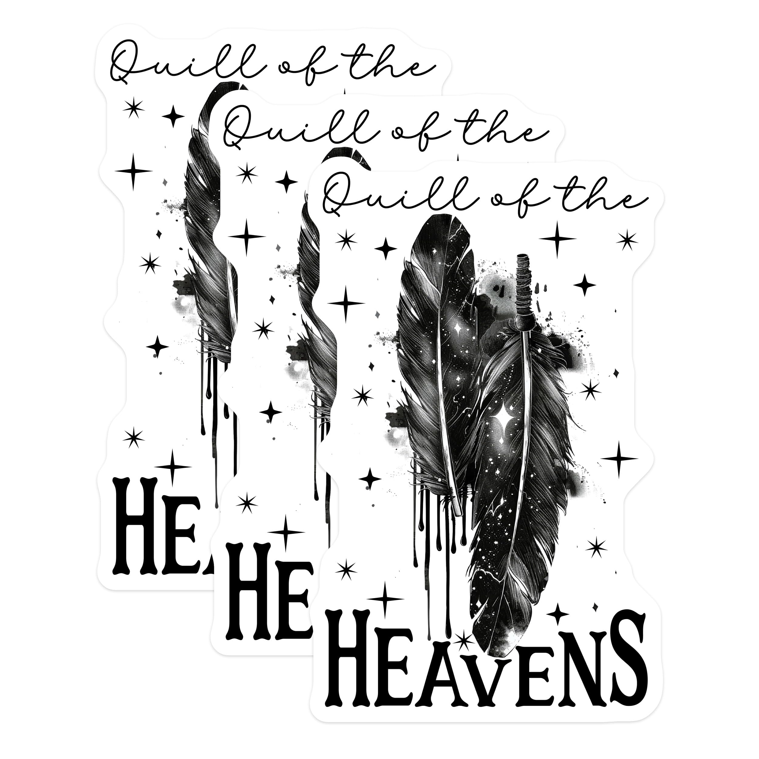 (3 Pack) Quill of Heavens Decals - Feather Art Decals - Laptop Stickers - 3 Inches On Longest Side - Easy Peel & Apply - Made in USA - 3MCS2326