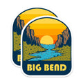 (2 Pack) Big Bend Park Magnets - National Park Souvenir Art - Texas Desert Landscape - Retro Outdoor Adventure Collectible - 5 Inches On Longest Side - Thick Durable Magnet - Made in USA - MAG19202