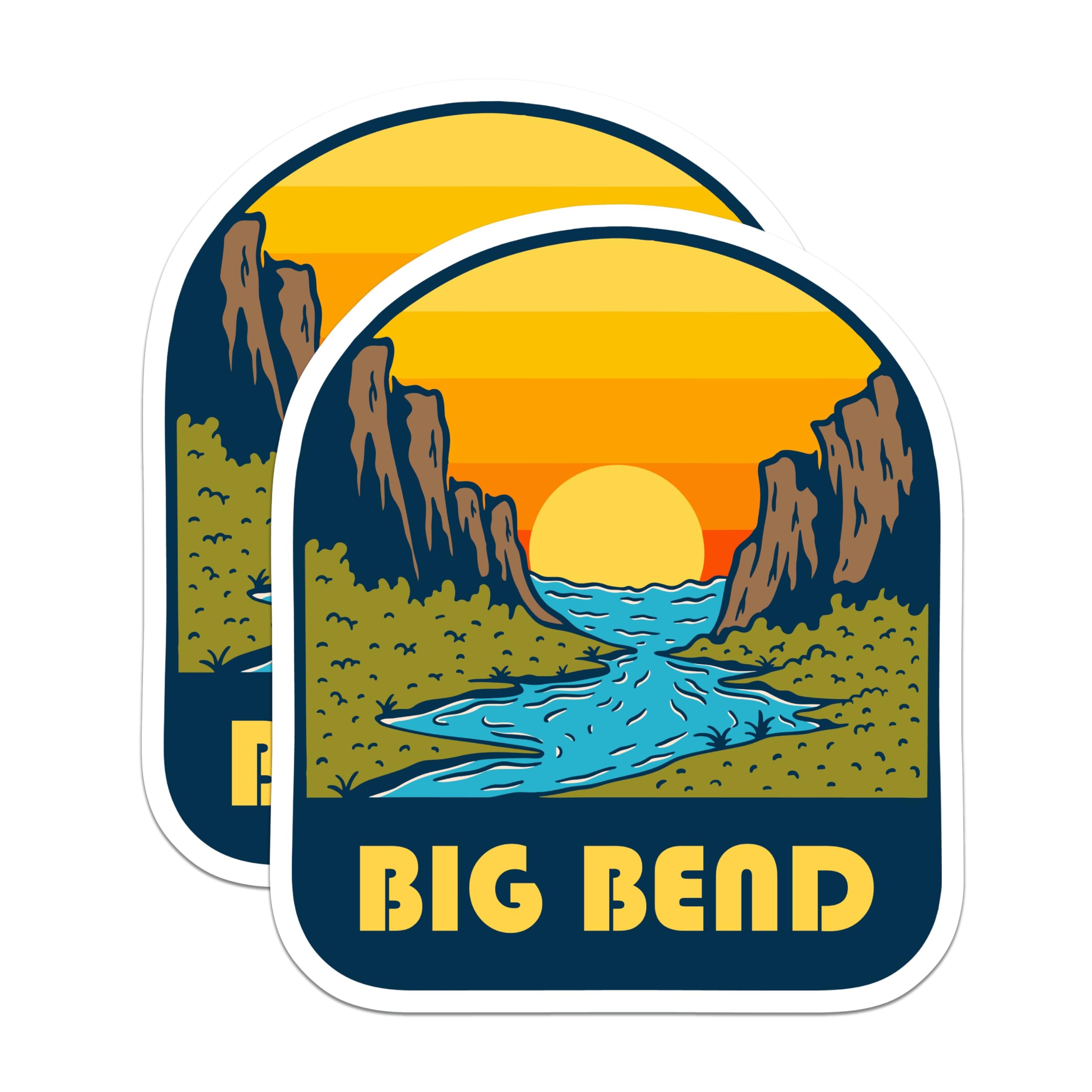 (2 Pack) Big Bend Park Magnets - National Park Souvenir Art - Texas Desert Landscape - Retro Outdoor Adventure Collectible - 5 Inches On Longest Side - Thick Durable Magnet - Made in USA - MAG19202