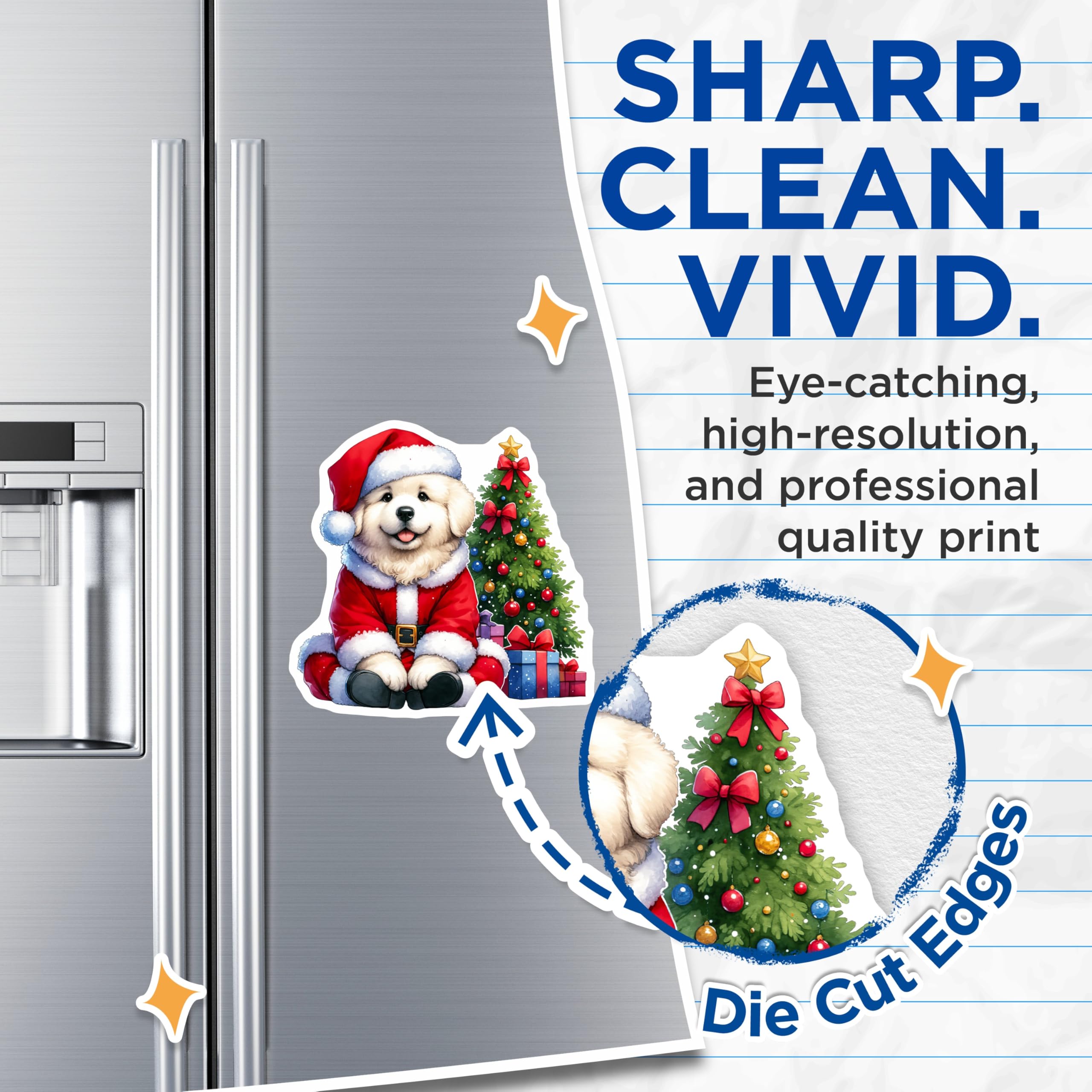 (2 Pack) Santa Puppy Magnets - Christmas Dog Decor - Holiday Refrigerator Accent for Pet Lovers - 5 Inches On Longest Side - Thick Durable Magnet - Made in USA - MAG29976