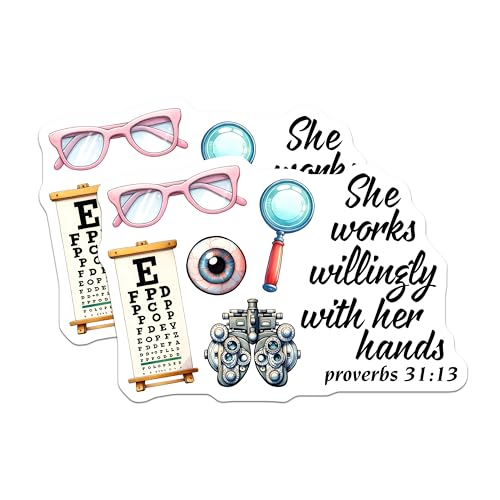 (2 Pack) Eye Doctor Stickers - Optometry Design - Inspirational Proverbs Quote - 5" On Longest Side - Sticks to Smooth Flat Surfaces - Made in USA - BMCS8090