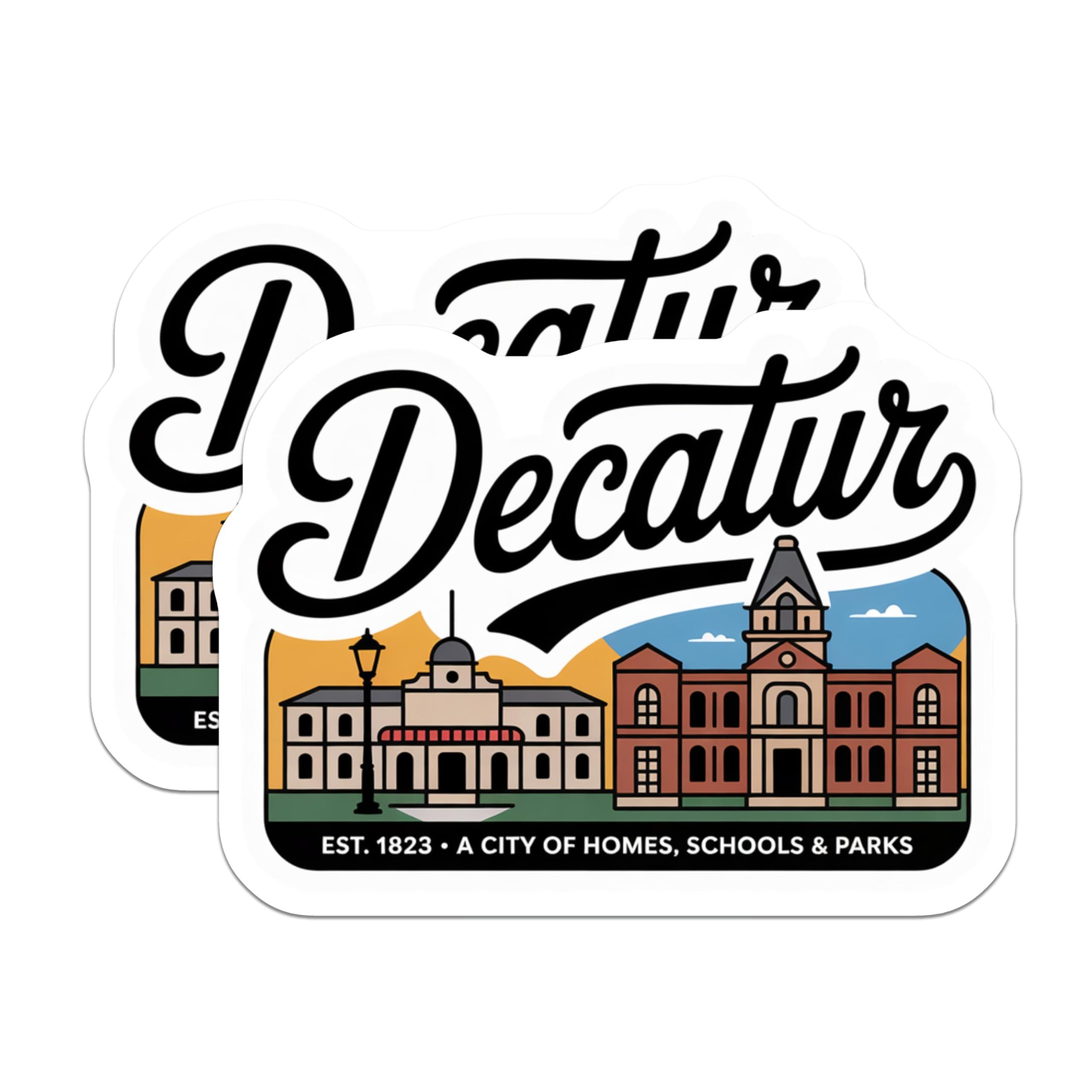(2 Pack) Decatur Georgia Magnets - City Landmark Souvenir - Fridge Collection - 5" On Longest Side - Premium Magnet - for Cars, Refrigerators, Toolboxes, Lockers - Made in USA - MAG17715