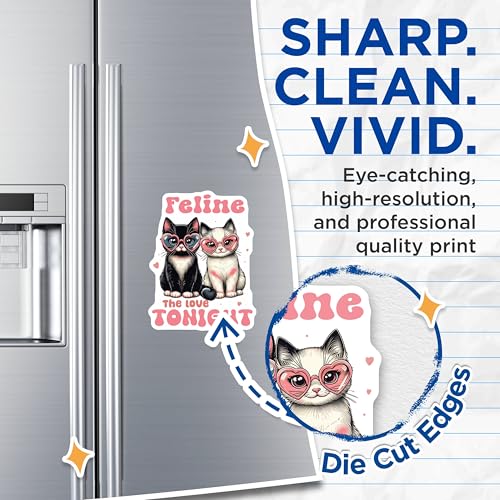 (2 Pack) Cute Cat Magnets - Feline Love - Heart Sunglasses Cats - 5" On Longest Side - for Cars, Fridges, Toolboxes - Made in USA - MAG4393