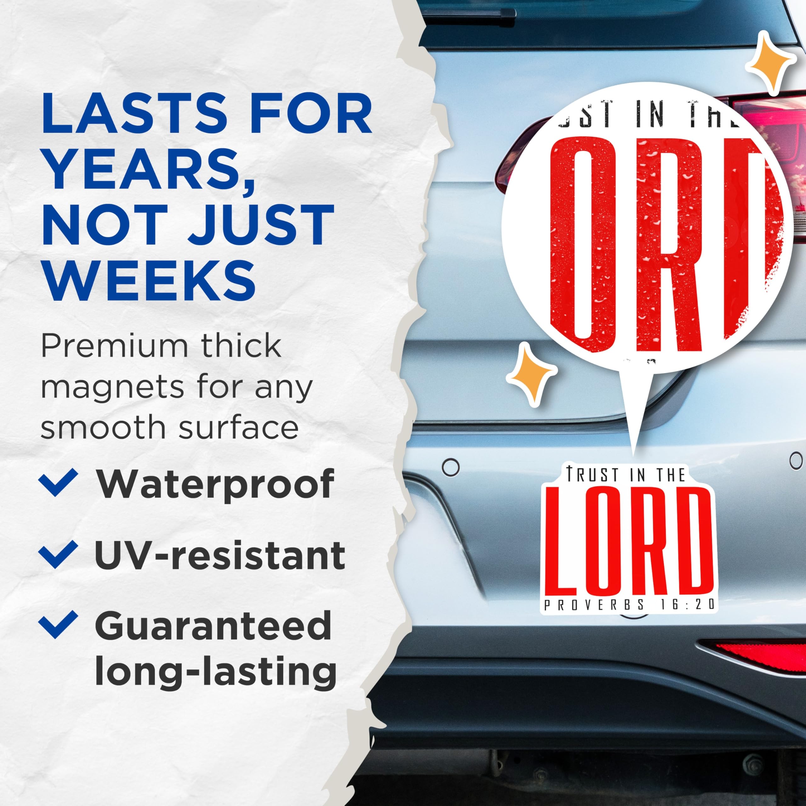 (2 Pack) Trust in The Lord Magnets - Proverbs 16:20 Scripture - Christian Faith Verse Decor - 5 Inches On Longest Side - Thick Durable Magnet - Made in USA - MAG25562