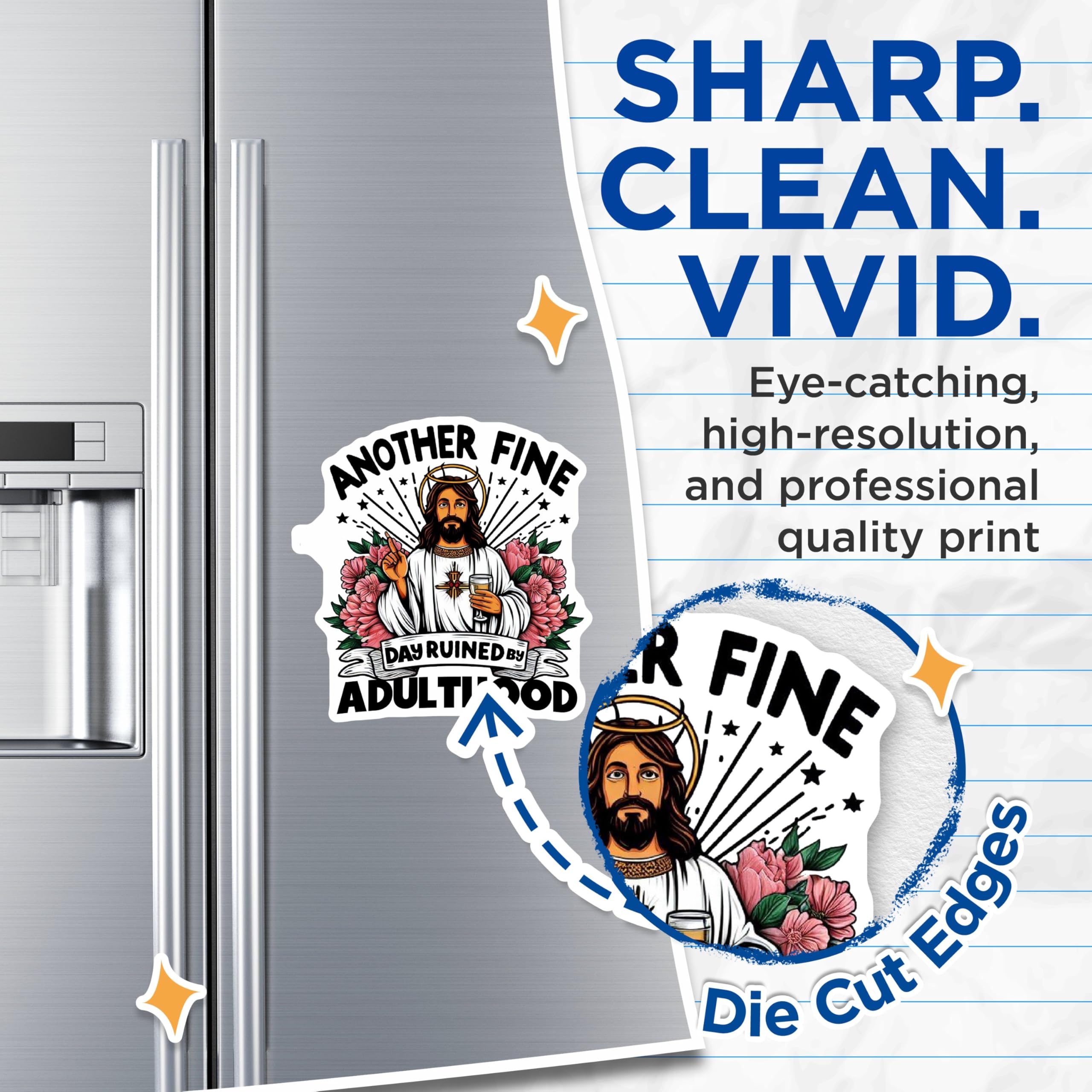(2 Pack) Another Fine Day Ruined by Adulthood Magnets - Funny Jesus Magnet - Humorous Adulting Quote Magnets - 5" On Longest Side - for Cars, Fridges, Toolboxes - Made in USA - MAG3809