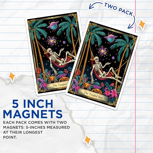 (2 Pack) The Tangled Rest Artwork Magnet - Tropical Skeleton Decor - 5" On Longest Side - Sticks to Smooth Flat Surfaces - Made in USA - MAG10019