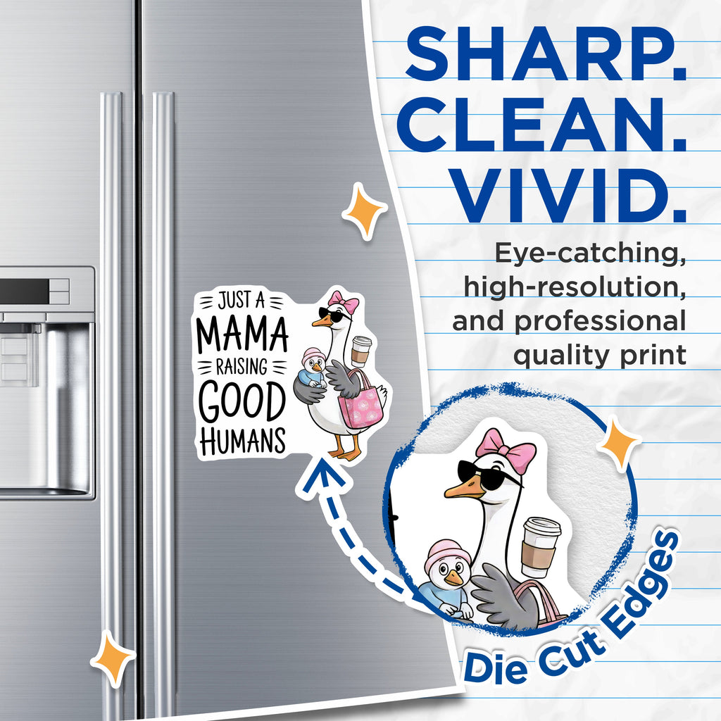 (2 Pack) Mama Raising Good Humans Magnets - Funny Mom Life Goose - Coffee Lover Parent Decor - Mother's Day Idea for Her - 5 Inches On Longest Side - Thick Durable Magnet - Made in USA - MAG36765