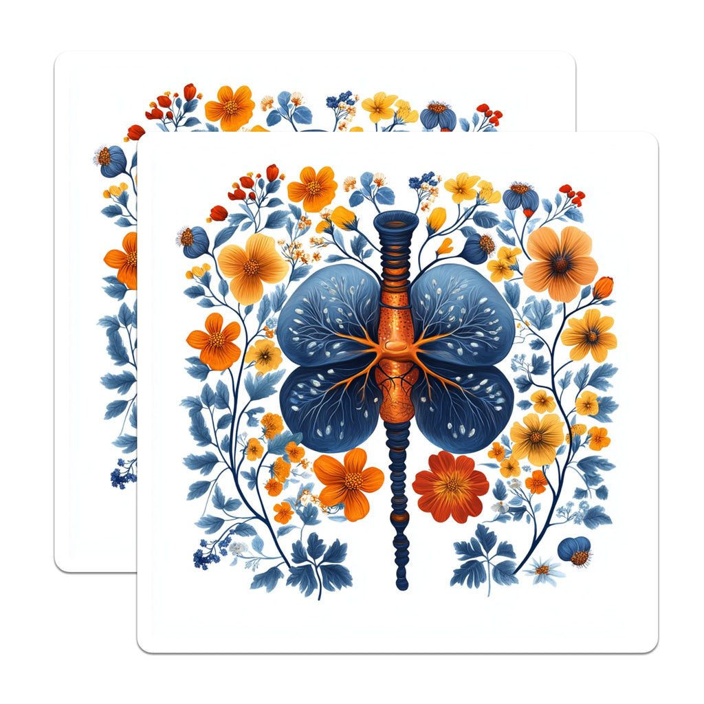 (2 Pack) Anatomical Lungs Magnets - Floral Respiratory System - Medical Student Science Decor - 5 Inches On Longest Side - Thick Durable Magnet - Made in USA - MAG28835