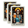(3 Pack) The Housewife Decals - Skeleton with Beer - Tarot Card Laptop Decal - 3 Inches On Longest Side - Easy Peel & Apply - Made in USA - 3MCS4207