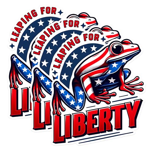 (3 Pack) Patriotic Frog Decals - Leaping for Liberty - American Flag Frog - 3 Inches On Longest Side - Easy Peel & Apply - Made in USA - 3MCS1538