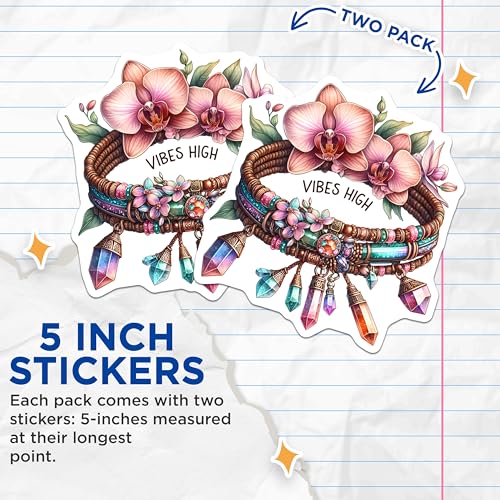 (2 Pack) Vibes High Stickers - Crystal Floral Sticker - 5" On Longest Side - Sticks to Smooth Flat Surfaces - Made in USA - BMCS8854 - BMCS8854