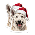 (2 Pack) White Shepherd Christmas Dog Magnets - Santa Hat Pet Decor - Holiday Canine Fridge Accent - 5 Inches On Longest Side - Thick Durable Magnet - Made in USA - MAG28022