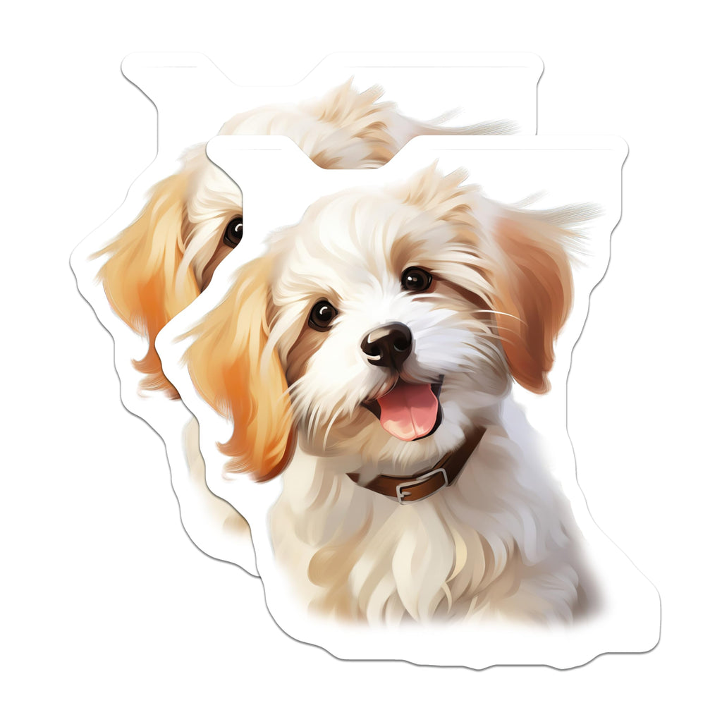 (2 Pack) Cute Puppy Magnets - Fluffy Dog Art - Dog Lover Decor - Pet Parent Accessory - Happy Animal Accent - 5 Inches On Longest Side - Thick Durable Magnet - Made in USA - MAG30403