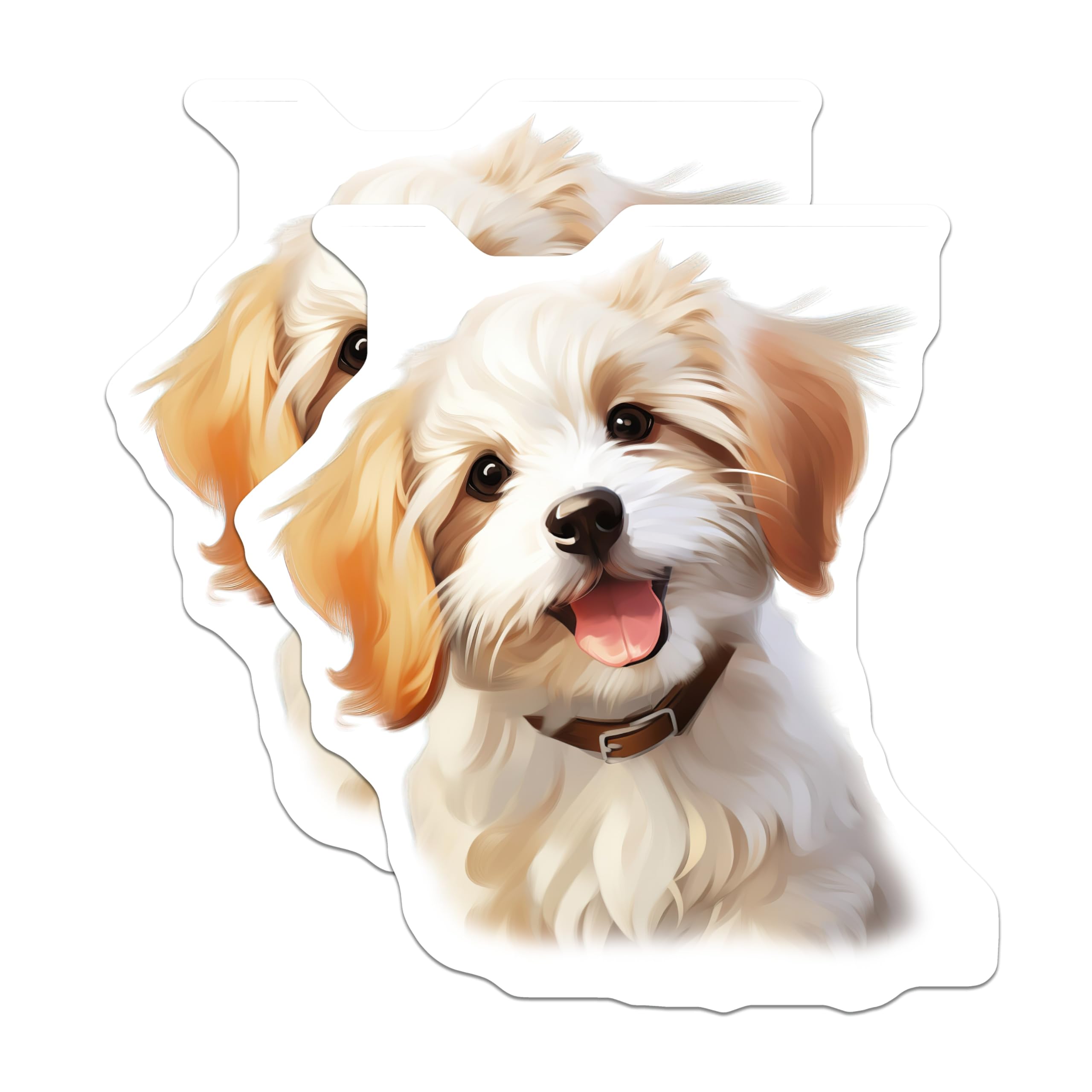 (2 Pack) Cute Puppy Magnets - Fluffy Dog Art - Dog Lover Decor - Pet Parent Accessory - Happy Animal Accent - 5 Inches On Longest Side - Thick Durable Magnet - Made in USA - MAG30403