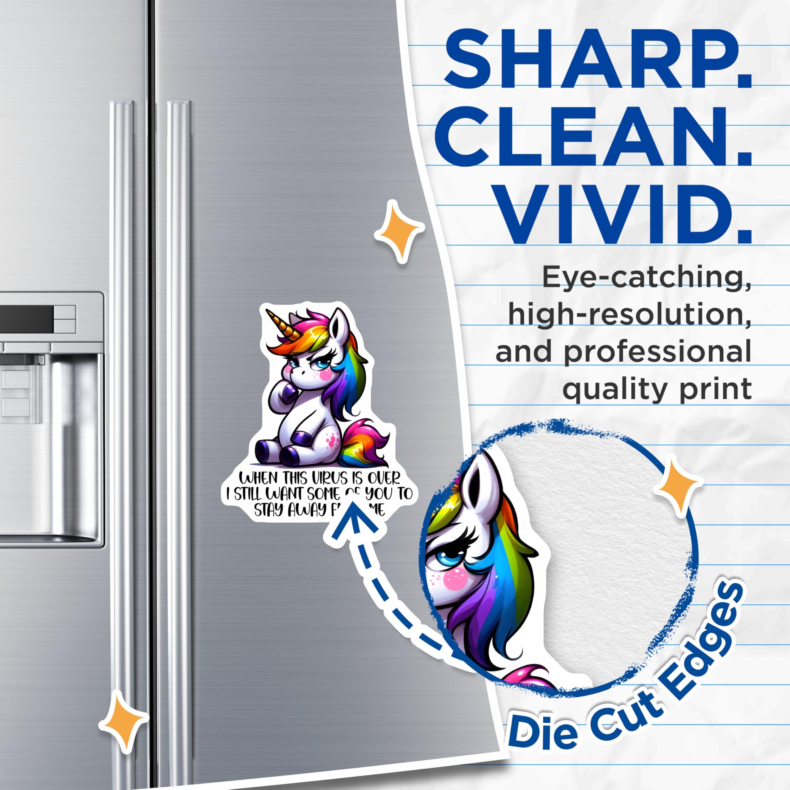 (2 Pack) Sarcastic Unicorn Magnets - Funny Quote - Rainbow Unicorn Art - 5" On Longest Side - Premium Magnet - for Cars, Refrigerators, Toolboxes, Lockers - Made in USA - MAG16588