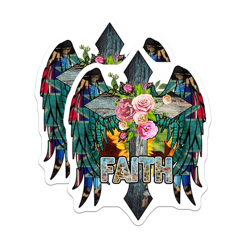 (2 Pack) Faith Stickers - Inspirational Stickers - Motivational Stickers - 5" On Longest Side - Sticks to Smooth Flat Surfaces - Made in USA - BMCS6029